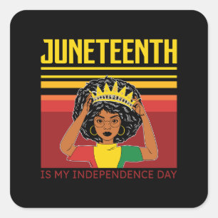 Juneteenth Independence Afro Woman Square Sticker