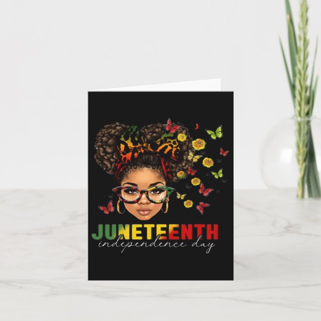 Juneteenth Independence Day Bun Black Women 2023  Card (Front)