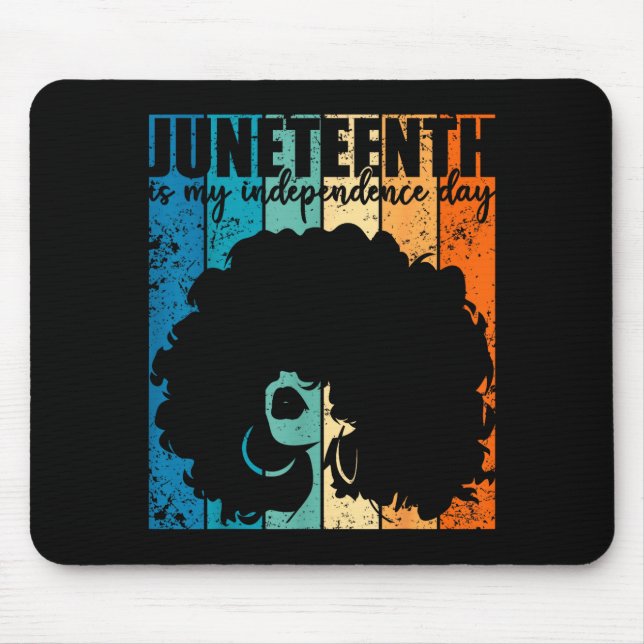 Juneteenth independence day retro afro women mouse mat (Front)