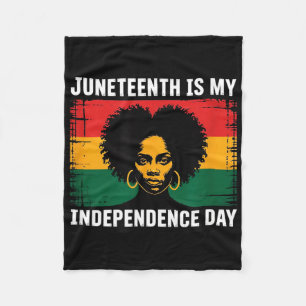 Juneteenth is independence day black woman afro fleece blanket