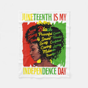 juneteenth is my independence day black women afro fleece blanket