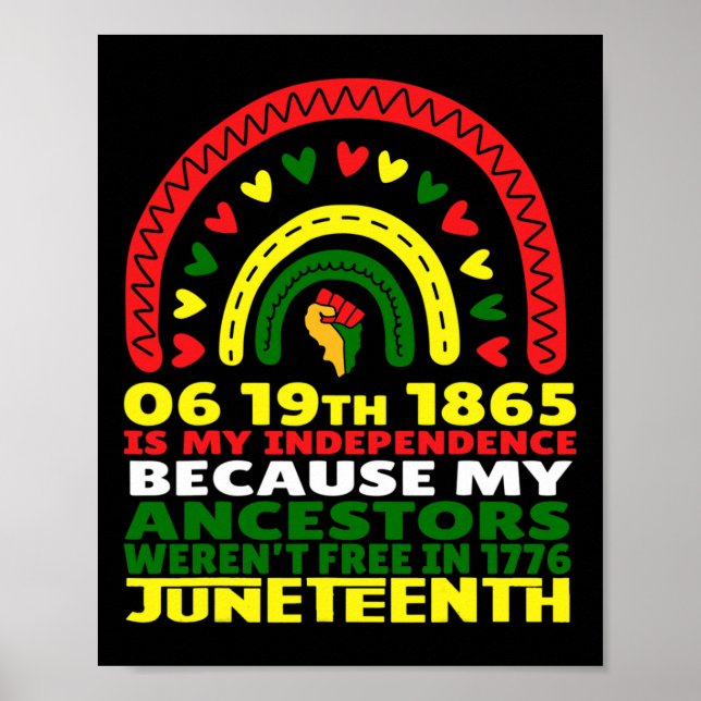 Juneteenth Is My Independence Day Pink Black Rainb Poster (Front)
