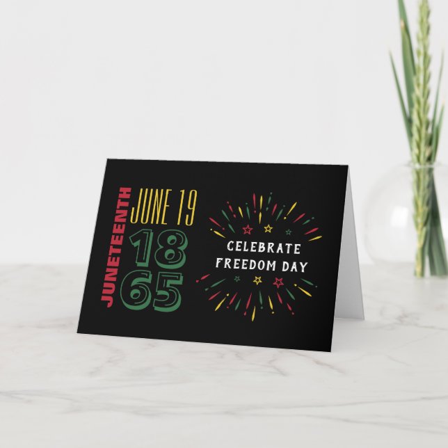 Juneteenth June 19 1865 Black History Fireworks Holiday Card (Front)
