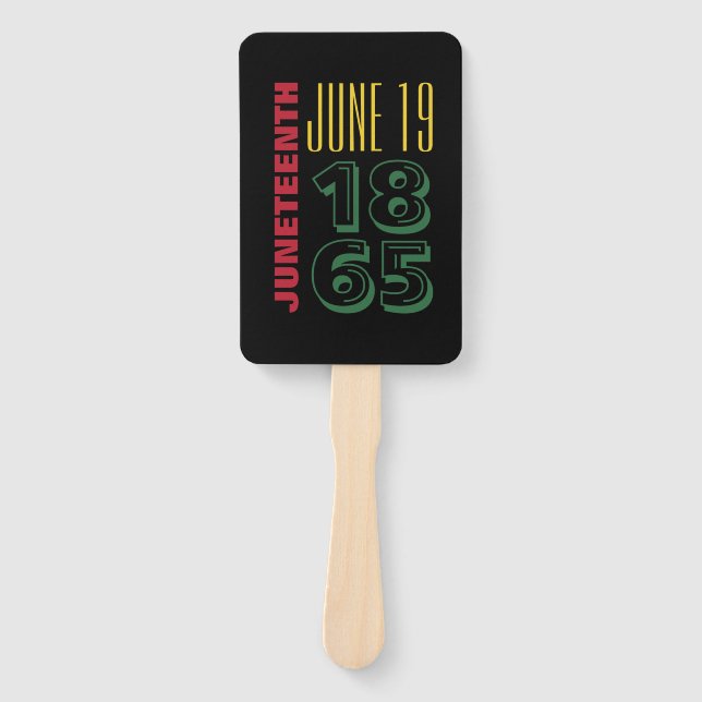 Juneteenth June 19 1865 Typography Black History Hand Fan (Front)