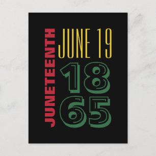 Juneteenth June 19 1865 Typography Black History Postcard