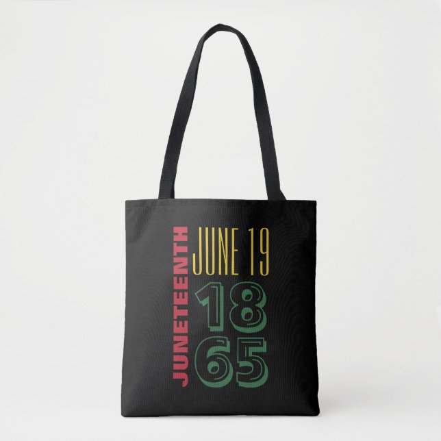 Juneteenth June 19 1865 Typography Black History Tote Bag (Front)