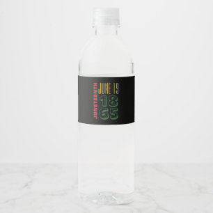 Juneteenth June 19 1865 Typography Black History Water Bottle Label