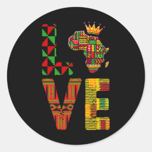 Juneteenth Love Africa Map Black History Men Women Classic Round Sticker