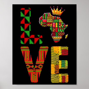 Juneteenth Love Africa Map Black History Men Women Poster