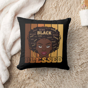 Juneteenth Melanin Black African American Girl Cushion