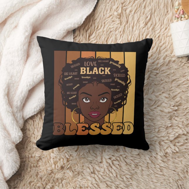 Juneteenth Melanin Black African American Girl Cushion (Blanket)