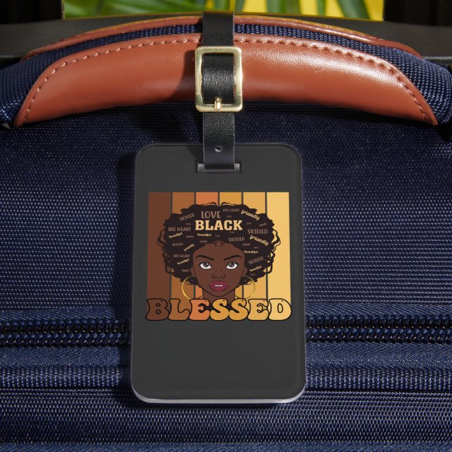 Juneteenth Melanin Black African American Girl Luggage Tag (Front Insitu 2)