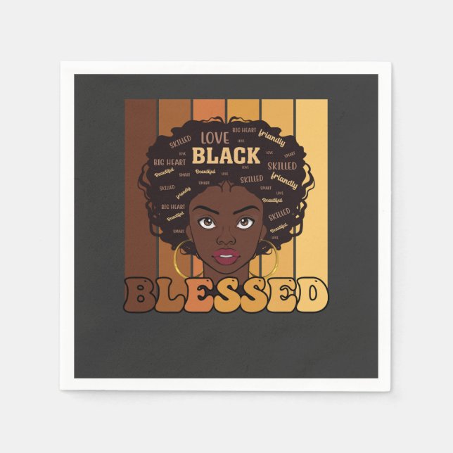Juneteenth Melanin Black African American Girl Napkin (Front)