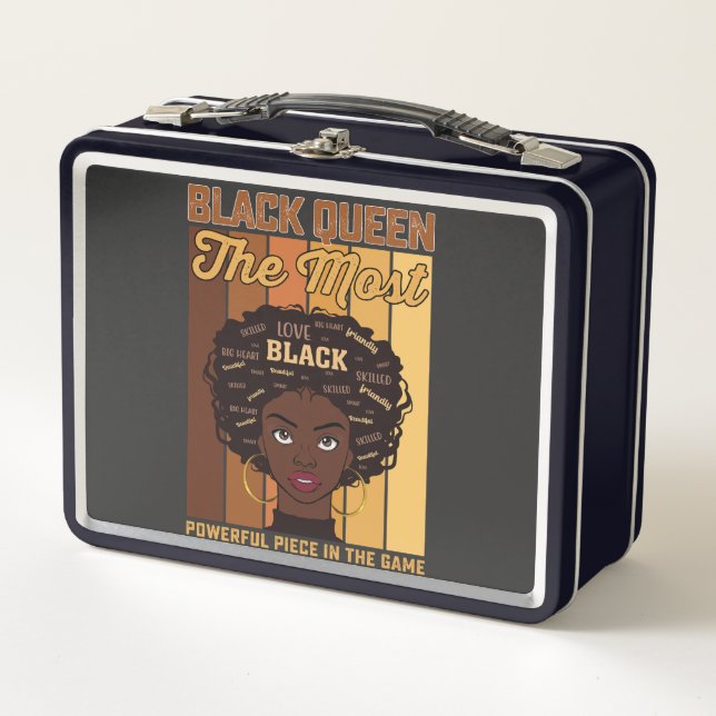 Juneteenth Melanin Black Girl The Most Powerful Metal Lunch Box (Front)