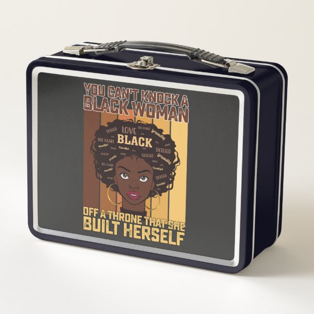 Juneteenth Melanin Can't Knock A Black Woman Metal Lunch Box (Front)