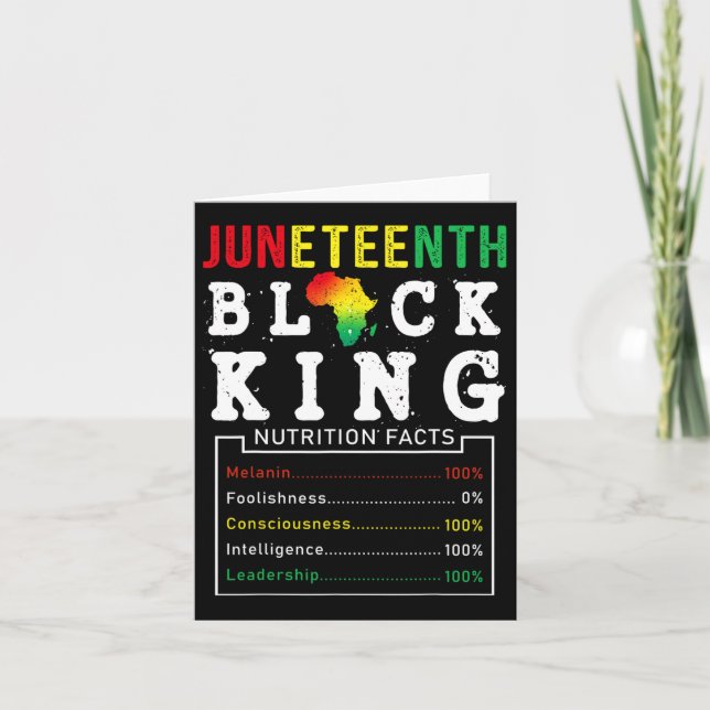 Juneteenth Men Black King Nutritional Facts Freedo Card (Front)