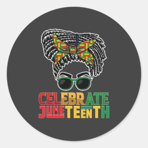 Juneteenth Messy Bun Celebrating Black Freedom Classic Round Sticker