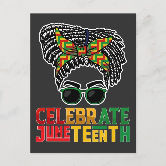 Juneteenth Messy Bun Celebrating Black Freedom Invitation Postcard (Front)