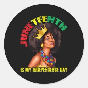 Juneteenth My Independence Day African Woman Melan Classic Round Sticker