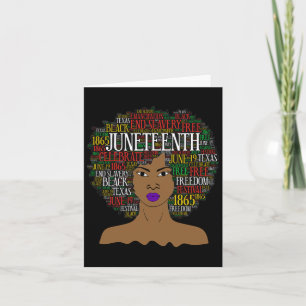 Juneteenth Natural Hair Afro Word Art For Women  Card