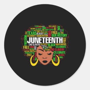 Juneteenth Natural Hair Black History Afro Women A Classic Round Sticker