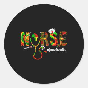 Juneteenth Nurse Tie Dye Nursing Kente 1865 Black Classic Round Sticker