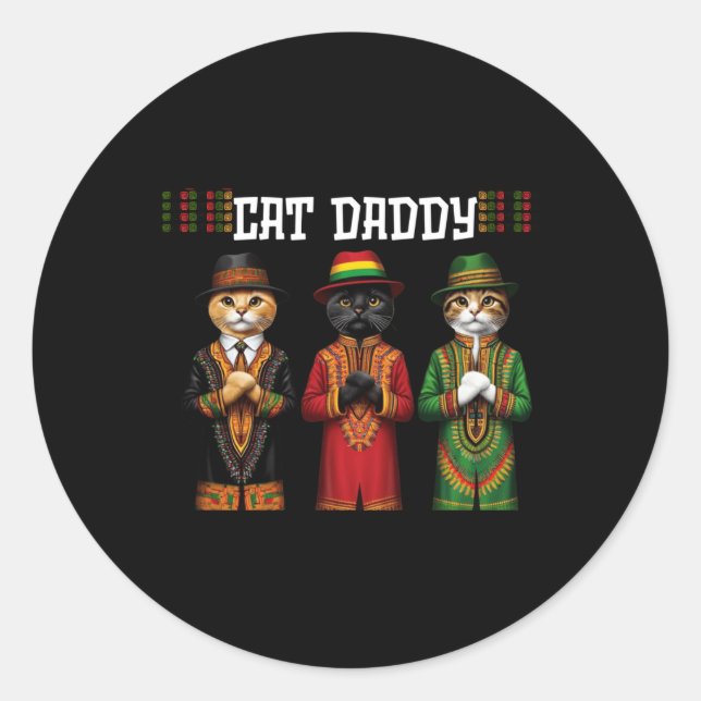 Juneteenth Parade Black Independence Day Cat Classic Round Sticker (Front)