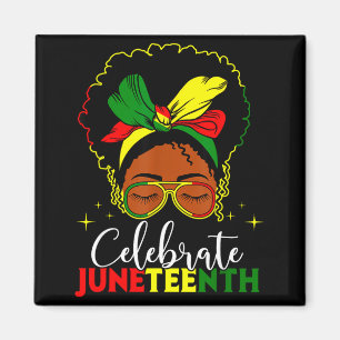 Juneteenth pride black african women messy bun eye magnet