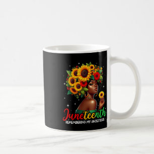 Juneteenth Pride Black Woman Sunflower Afro Girls Coffee Mug