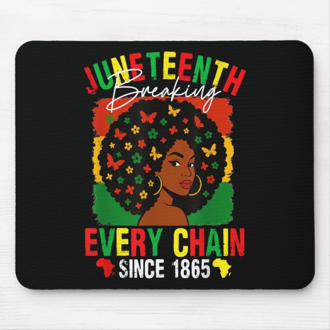 Juneteenth Pride Breaking Every Chain Black Afro G Mouse Mat (Front)