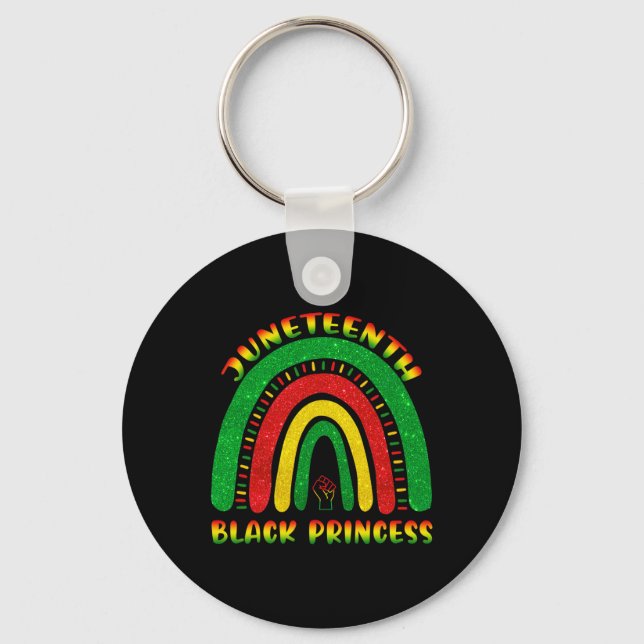 Juneteenth Princess Black African American Cute Wo Key Ring (Front)