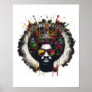 Juneteenth Proud Black King Men Fathers Day Black Poster