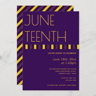 Juneteenth Purple Yellow Freedom Vertical Invitation
