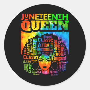 Juneteenth Queen Afro Melanin Black Girl Magic Wom Classic Round Sticker