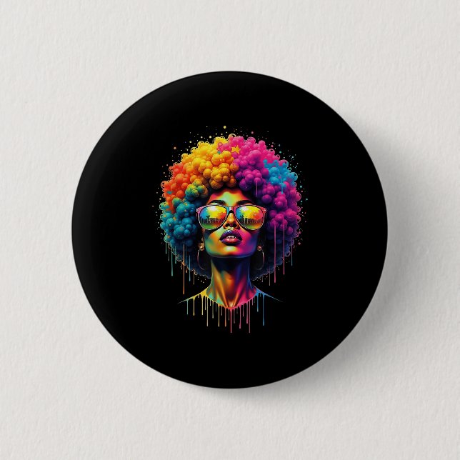 Juneteenth Queen Afro Melanin Drip Black Pride  6 Cm Round Badge (Front)
