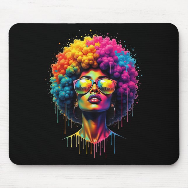 Juneteenth Queen Afro Melanin Drip Black Pride  Mouse Mat (Front)