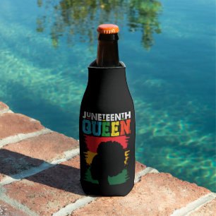 Juneteenth Queen Black Afro Melanin Girl  Bottle Cooler