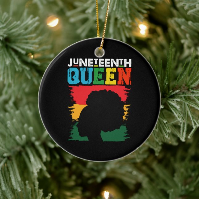 Juneteenth Queen Black Afro Melanin Girl  Ceramic Tree Decoration (Tree)
