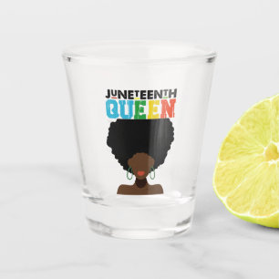 Juneteenth Queen Black Afro Melanin Girl  Shot Glass