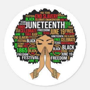 Juneteenth Queen Black Melanin Praying Women Sista Classic Round Sticker