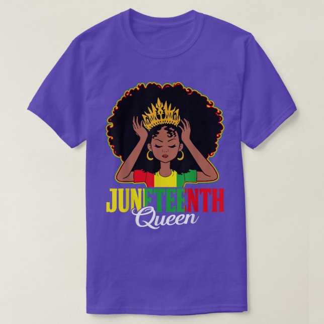 Juneteenth Queen Celebrating 1865 Afro Black Histo T-Shirt (Design Front)