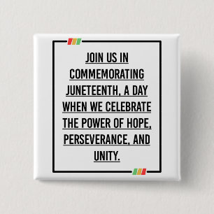 Juneteenth Quotes, Freedom of African American. 15 Cm Square Badge