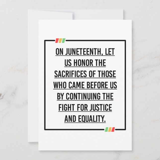Juneteenth Quotes, Freedom of African American. Invitation (Front)