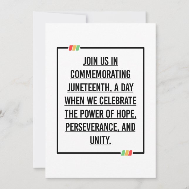 Juneteenth Quotes, Freedom of African American. Invitation (Front)