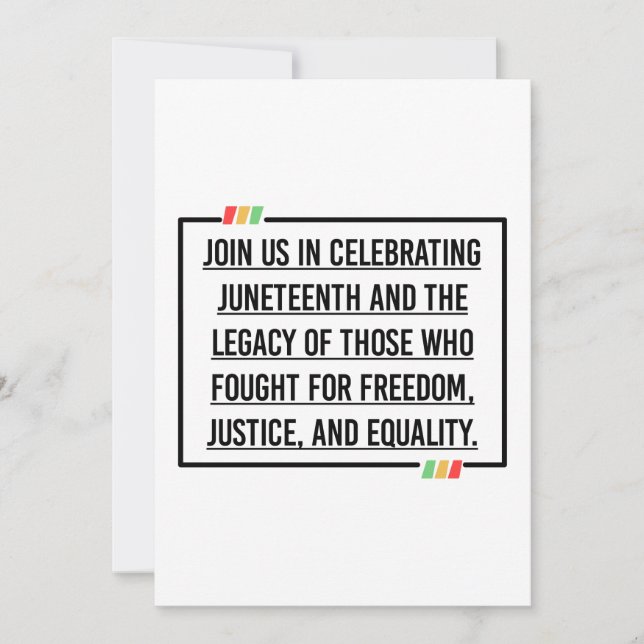 Juneteenth Quotes, Freedom of African American. Invitation (Front)