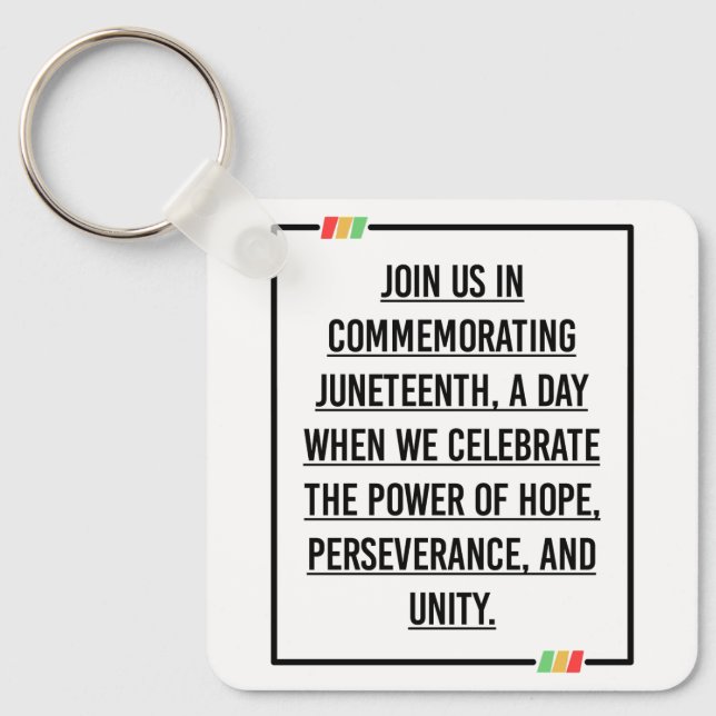 Juneteenth Quotes, Freedom of African American. Key Ring (Front)