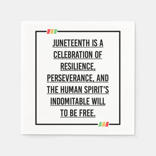 Juneteenth Quotes, Freedom of African American. Napkin (Front)