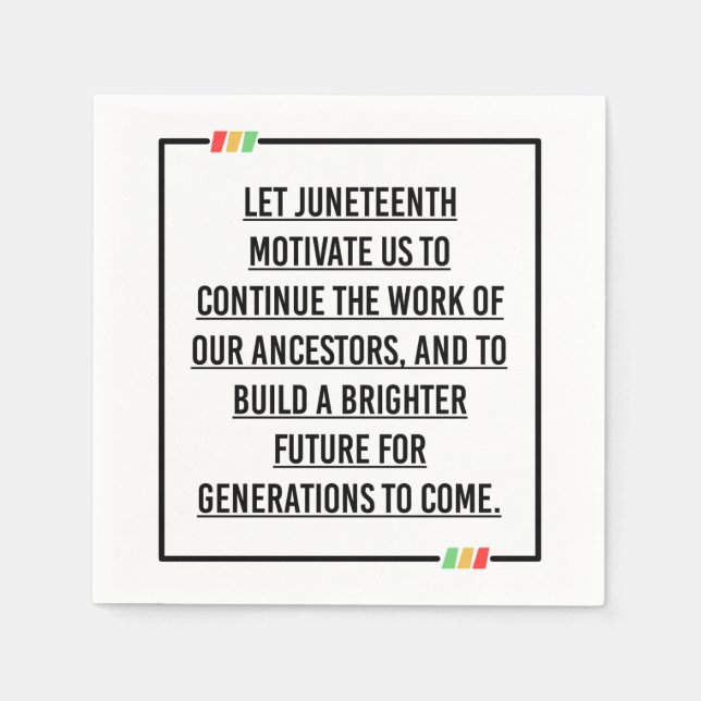 Juneteenth Quotes, Freedom of African American. Napkin (Front)