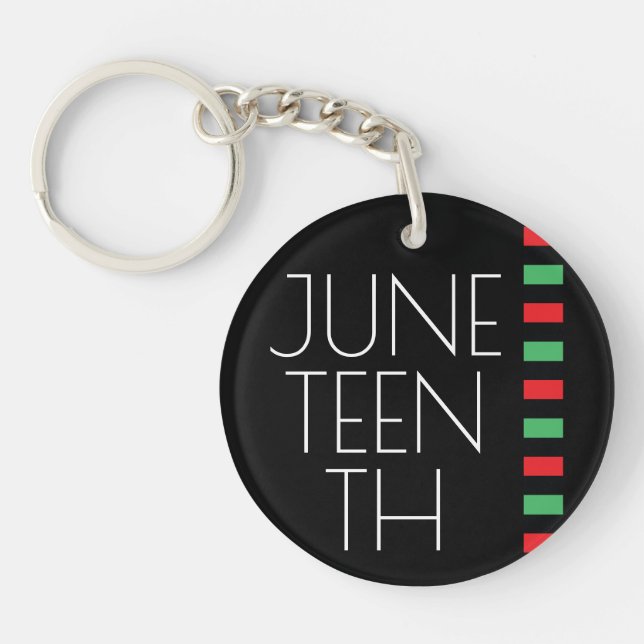 Juneteenth Red Black Green Freedom Celebration Key Ring (Front)