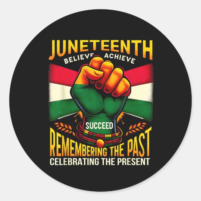 Juneteenth Remembering The Past African Melanin Am Classic Round Sticker (Front)